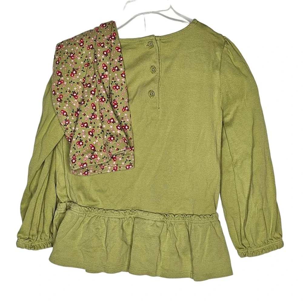 Gymboree Fall Green Outfit Set Tunic Top Leggings Green Floral 5T‎